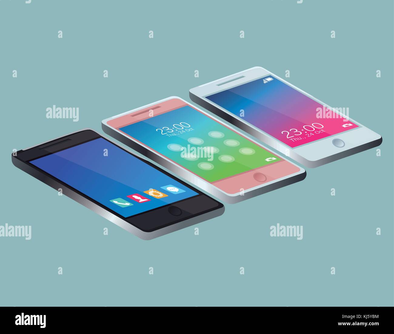 Smartphones Mobile technology Stock Vector Image & Art - Alamy