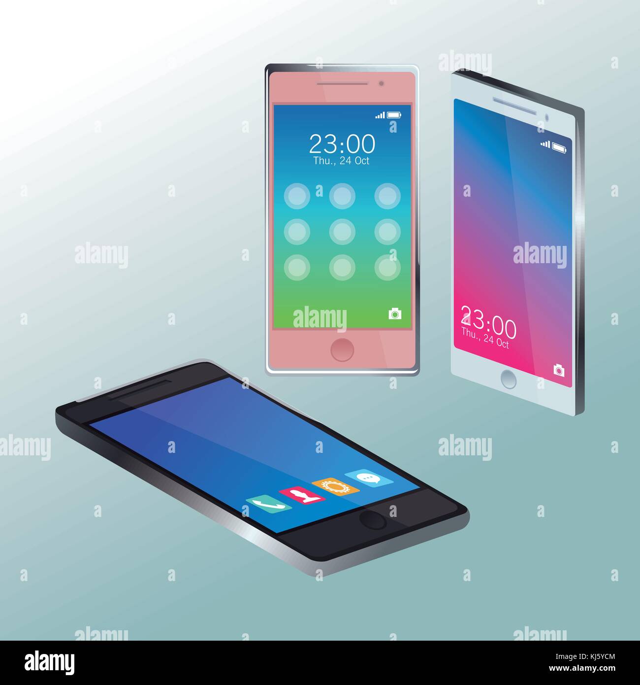 Smartphones Mobile technology Stock Vector Image & Art - Alamy