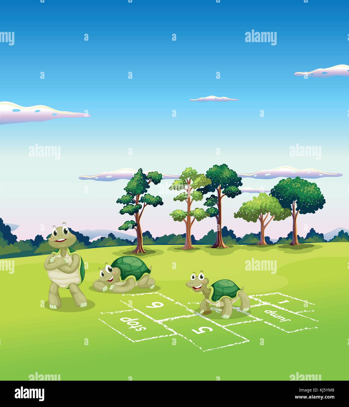 Illustration of the three turtles playing Stock Vector Image & Art Alamy