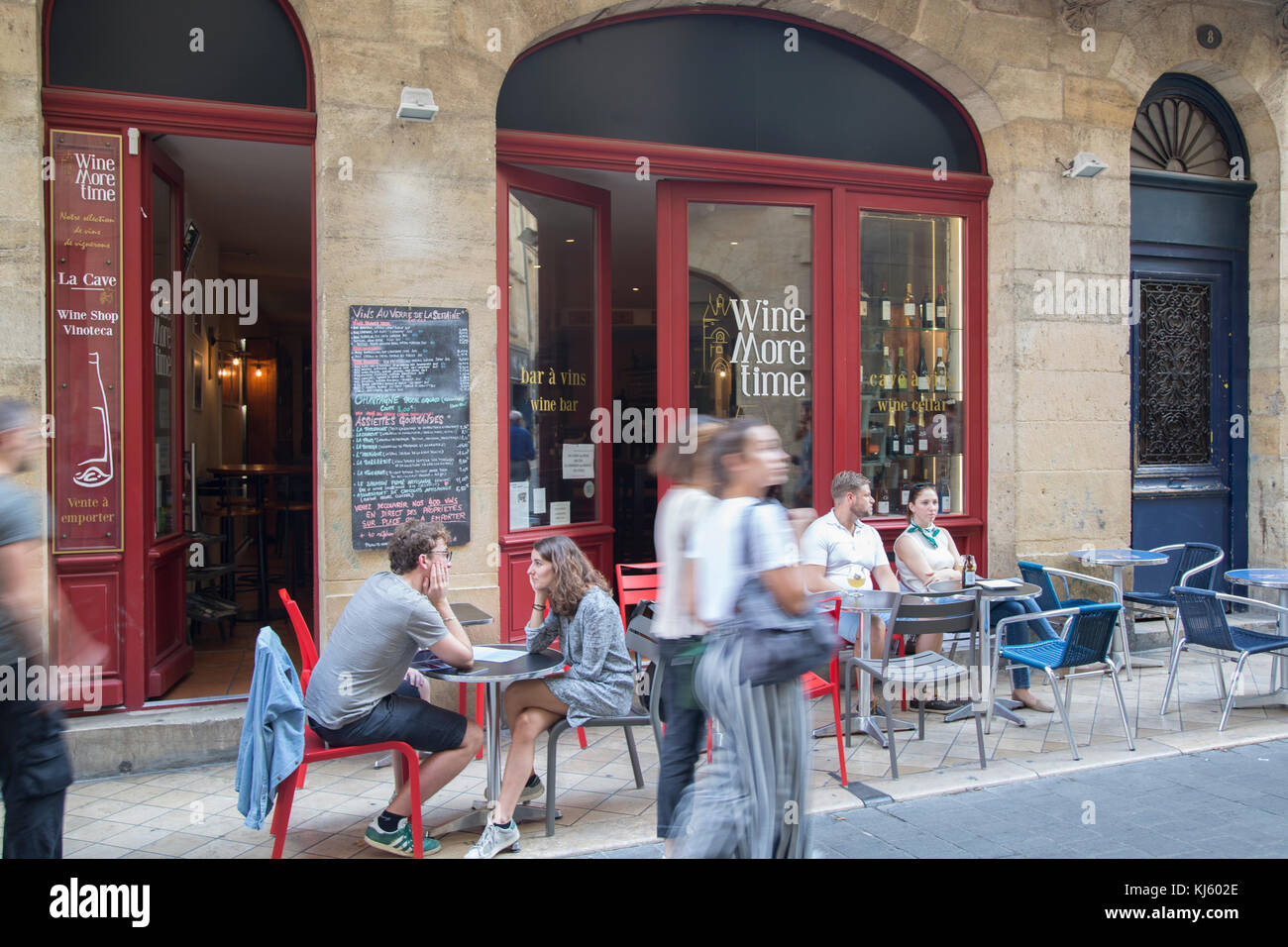 Wine More Time Bar; Saint Jaime Street, Bordeaux; France Stock Photo