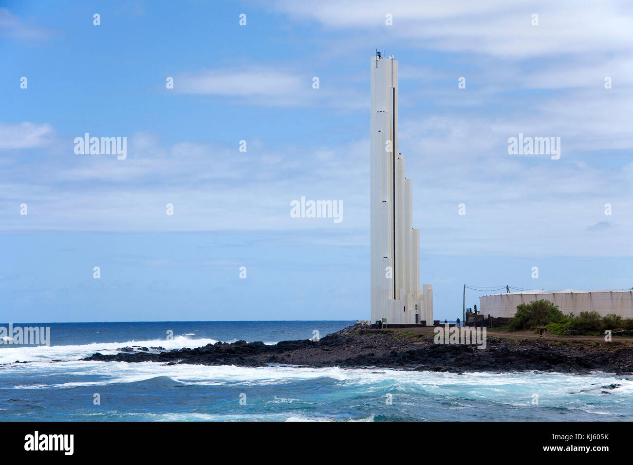 Faro de Punta del Hidalgo, futuristic lighthouse at Punta del Hidalgo, north of island, Tenerife island, Canary islands, Spain Stock Photo