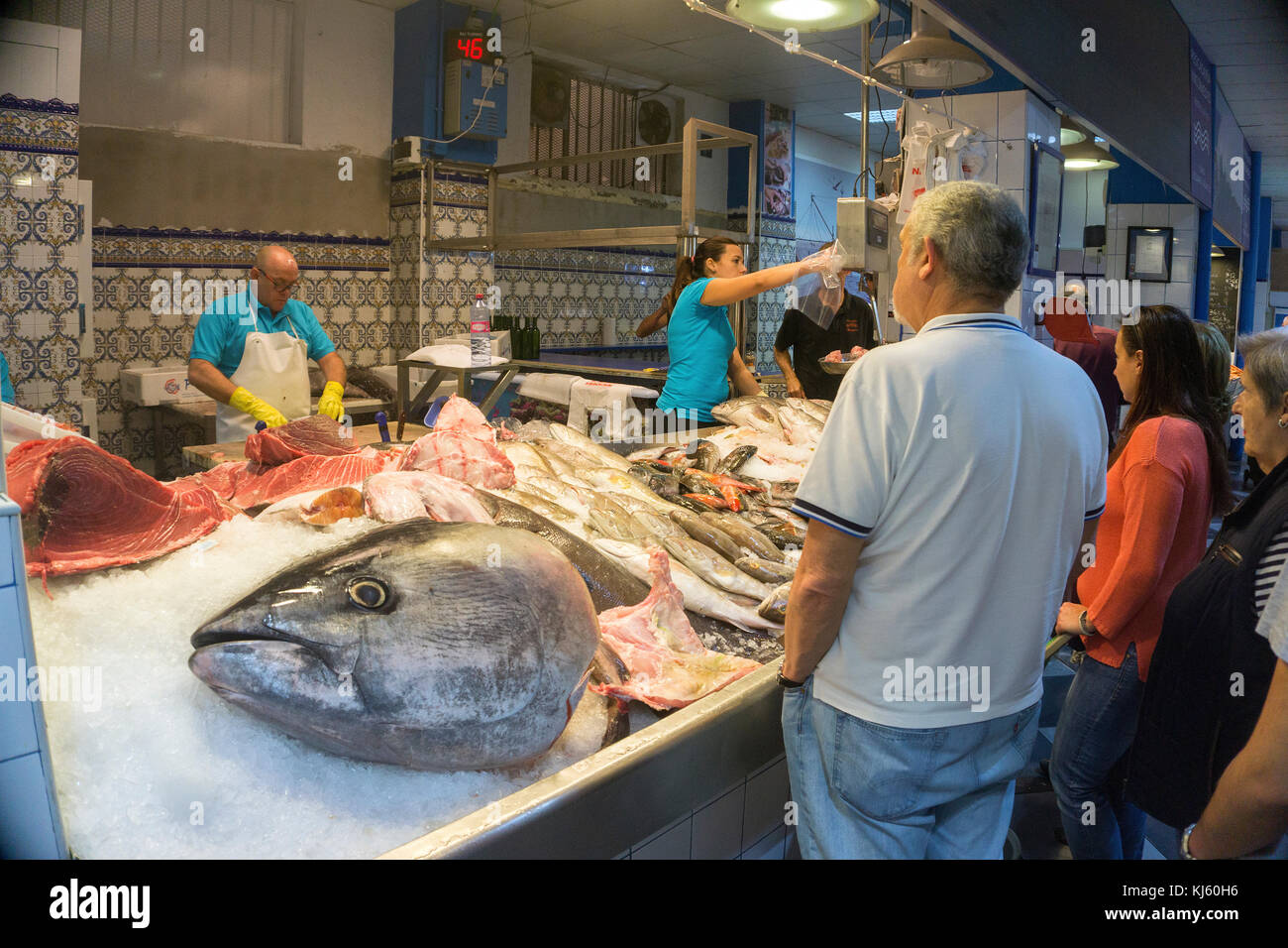 Fish market at Mercado Nuestra Senora de Africa, town market at Santa Cruz de Tenerife, Tenerife island, Canary islands, Spain Stock Photo