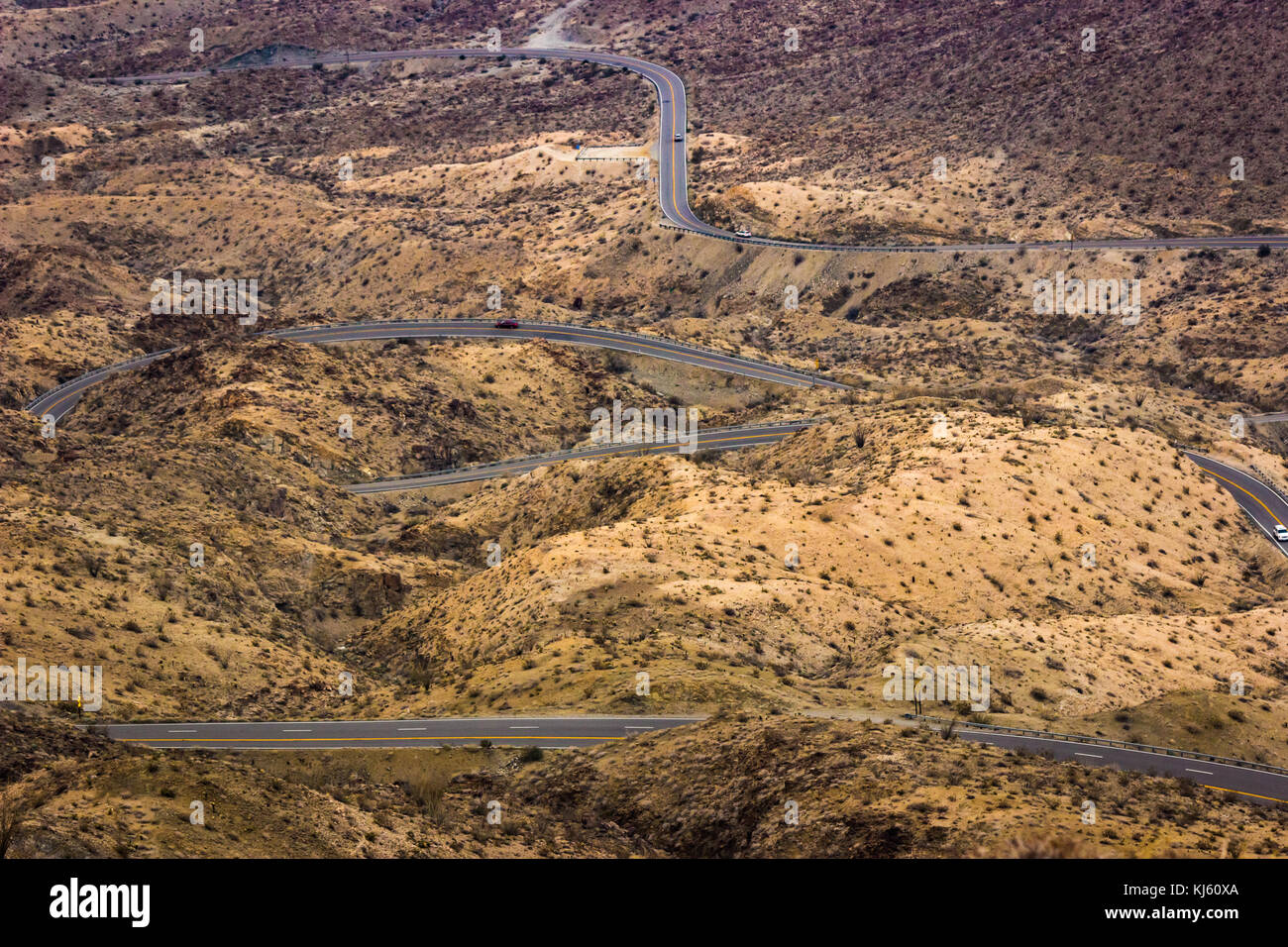 Winding Palms to Pines Highway desert road in the Coachella Valley