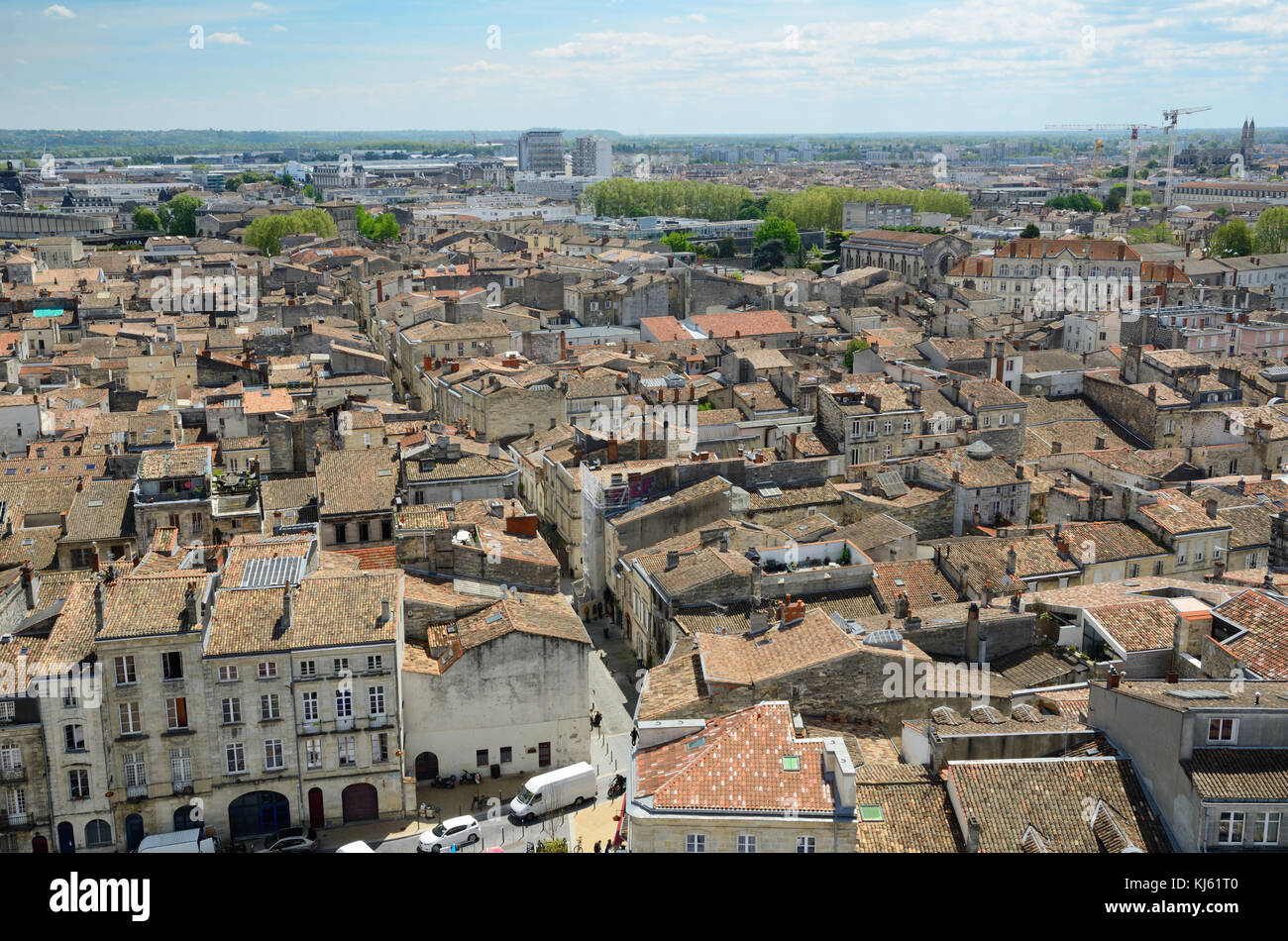 Bird's eyes view of the French city Bordeaux Stock Photo