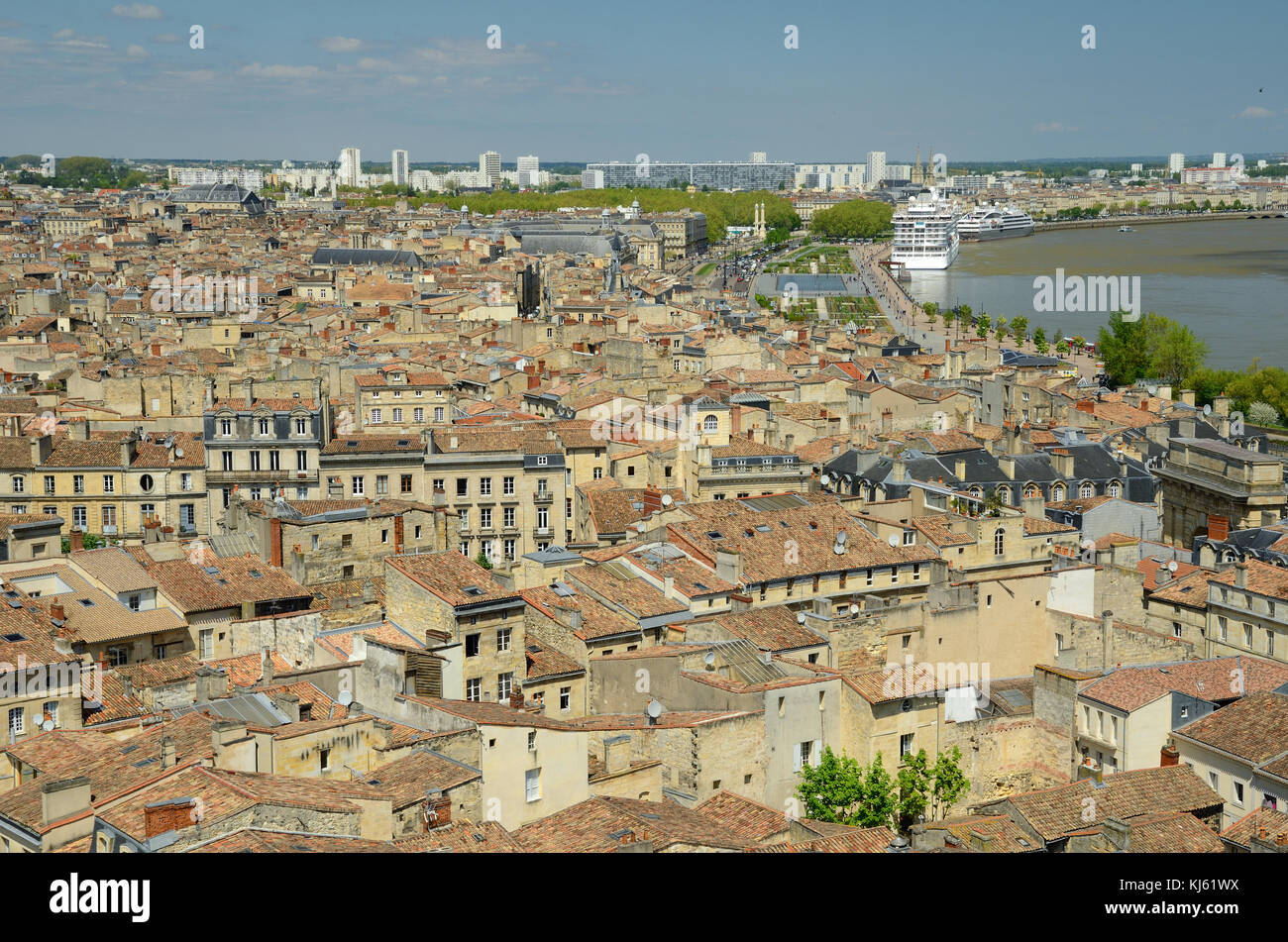Bird's eyes view of the French city Bordeaux Stock Photo