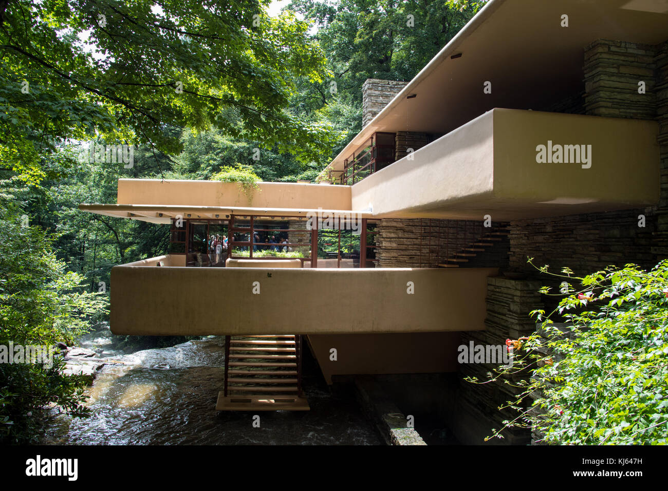 Fallingwater or the Kaufmann Residence, designed by  Frank Lloyd Wright, Pennsylvania, USA Stock Photo