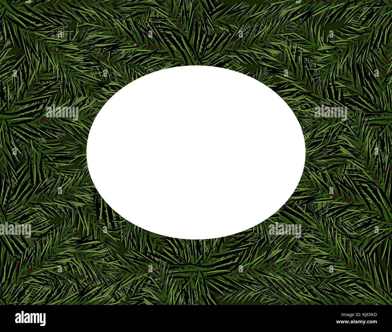 New Year Christmas. Green branches of the Christmas tree. Place for advertisements and announcements. Seamless. Isolated Illustration Stock Vector