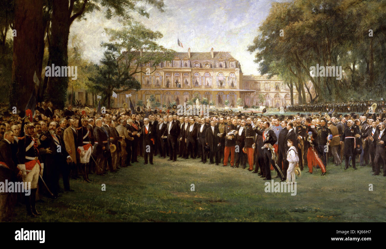 Fernand Cormon -  Reception of the French Mayors at the Elysée palace, September 22, 1900. President Loubet   1900 Stock Photo