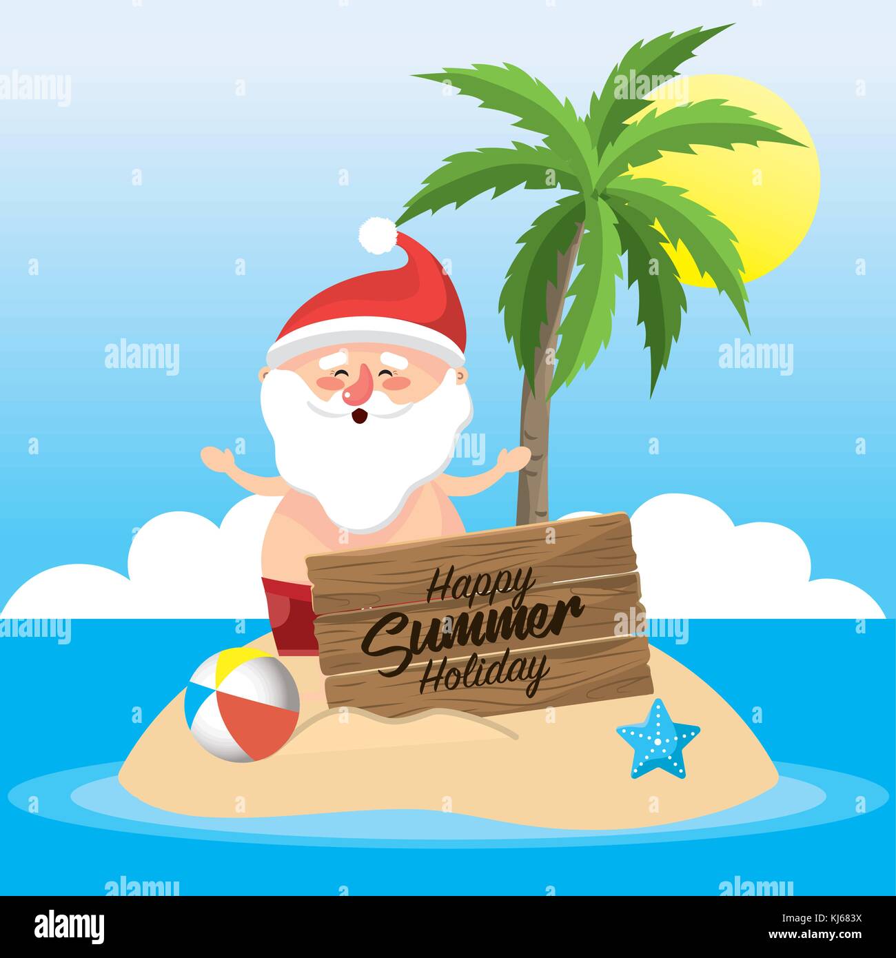 Santa Claus In The Summer Holiday Vacation Stock Vector Image Art Alamy