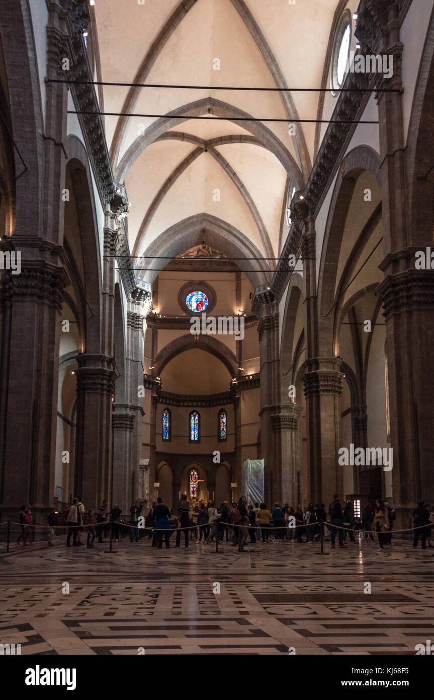 Interior of the cathedral 'Santa Maria del Fiore' in Florence. Stock Photo