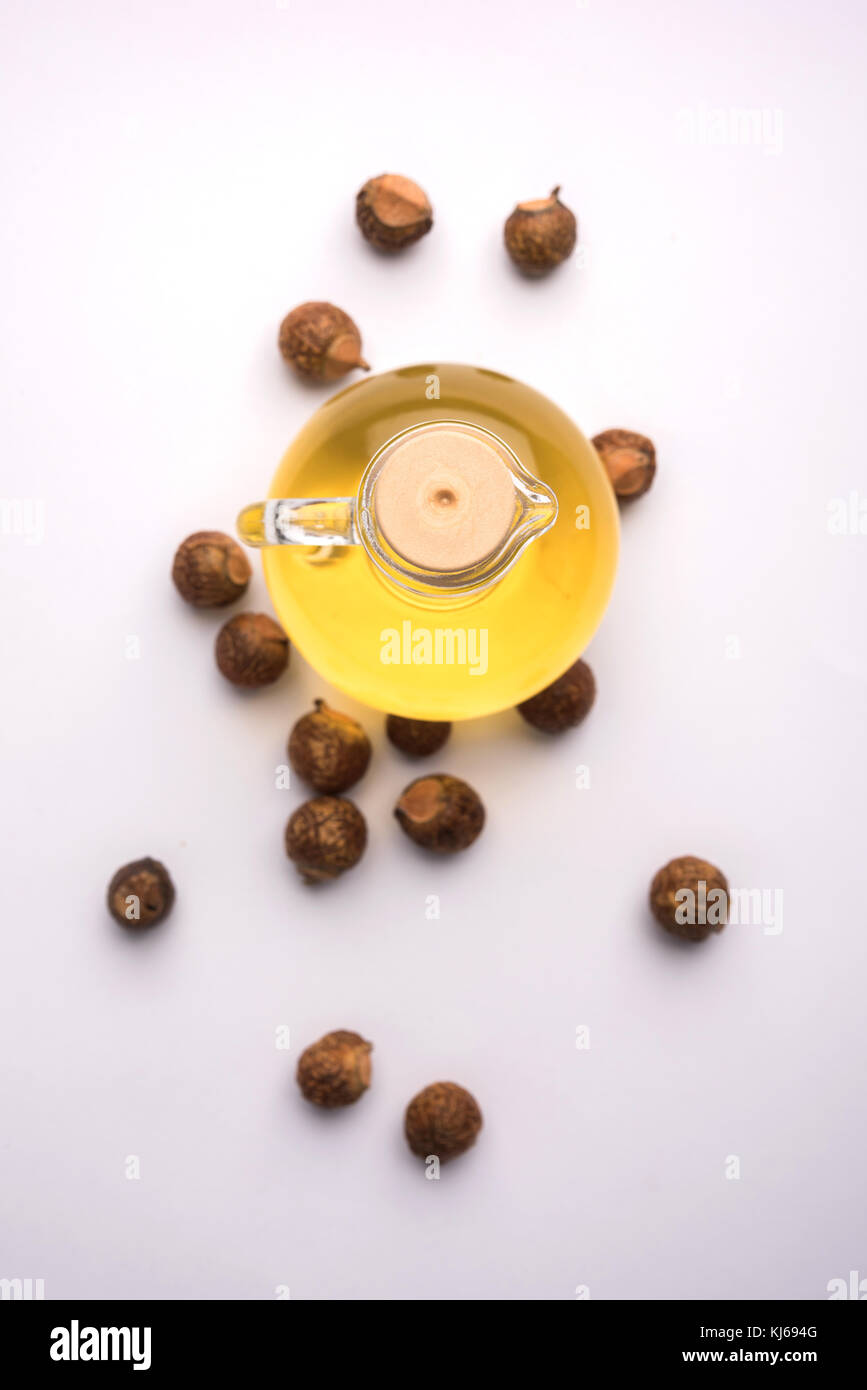 Aritha or Reetha and oil. Soapnuts is used as the main ingredient in