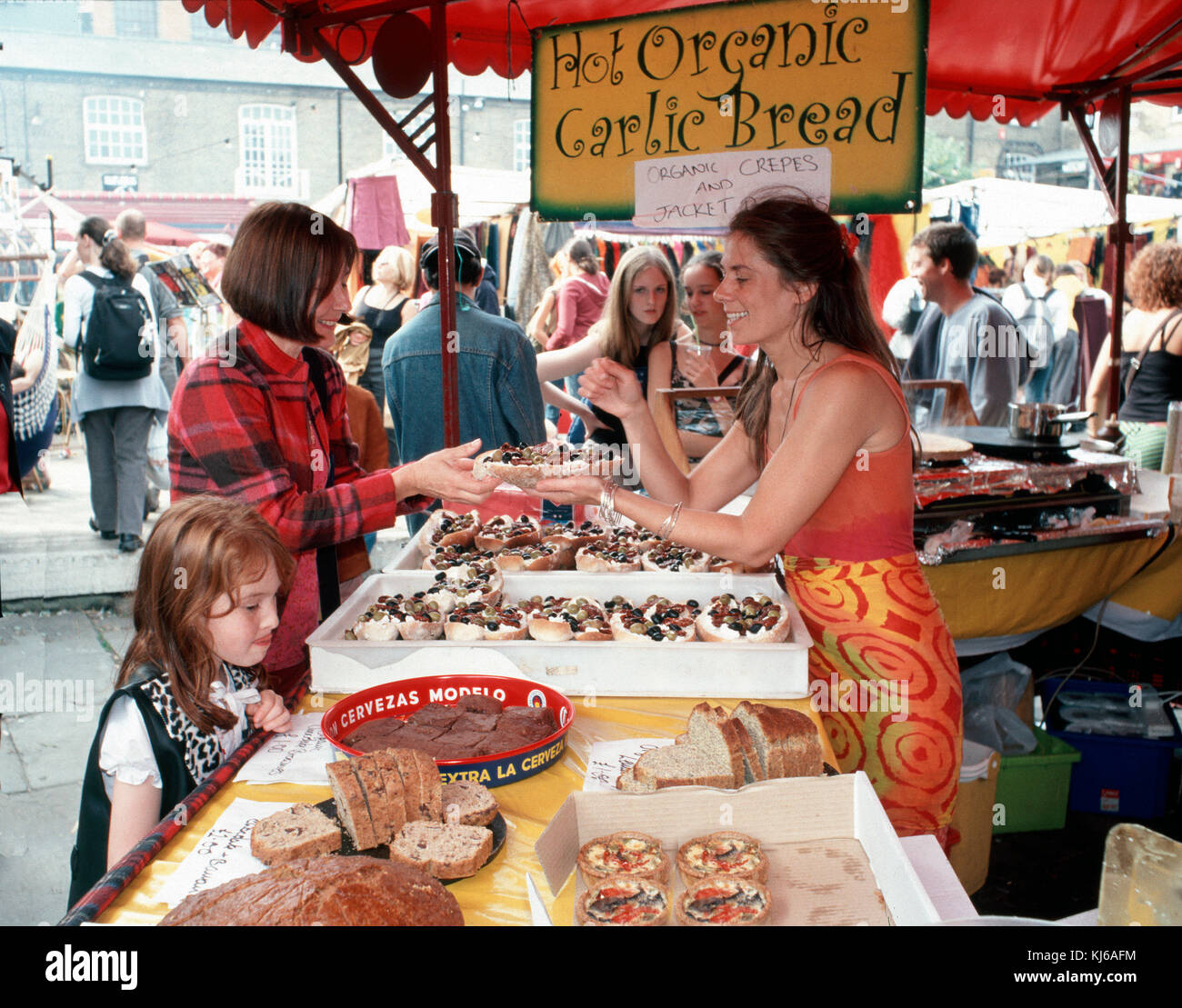 Organic Food Stall at Camden antique and flea market. London Stock