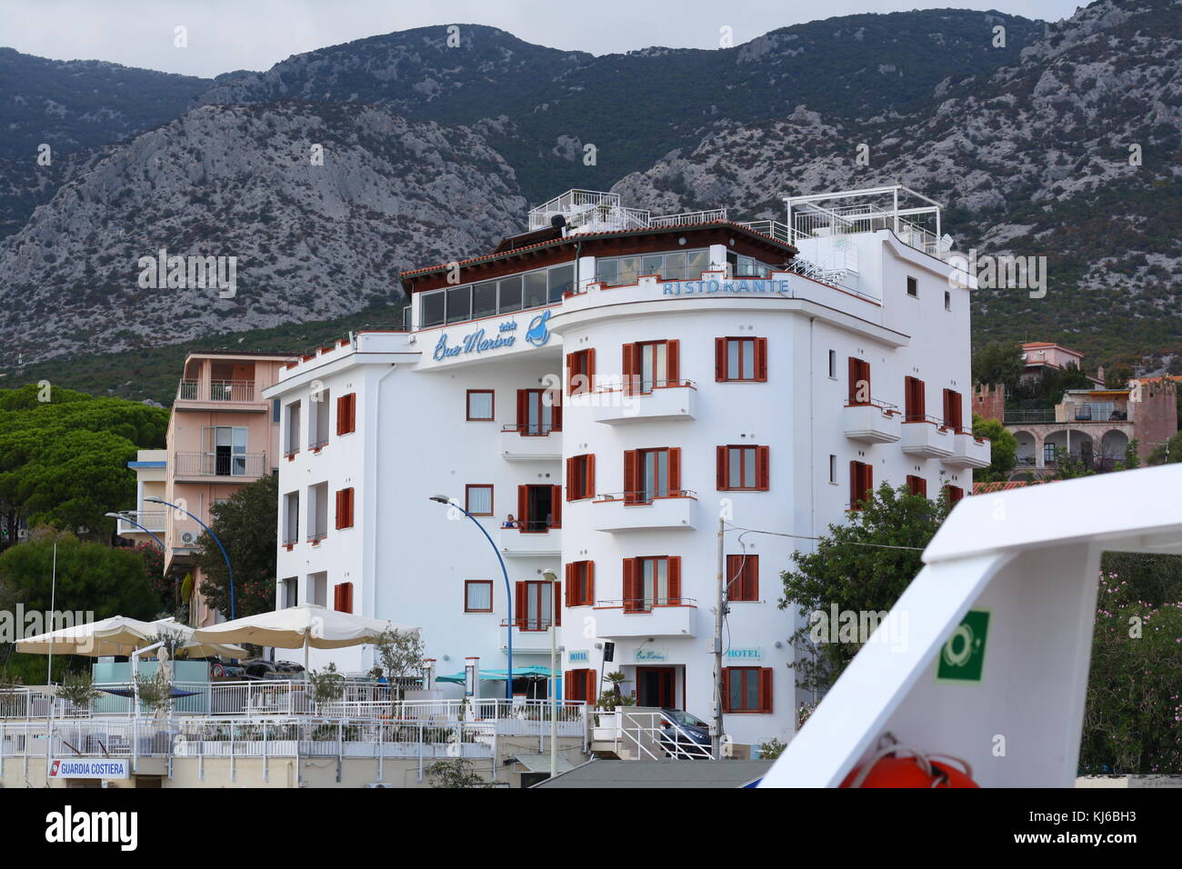 Hotel Bue Marino in Cala Gonone, Sardinia, Italy. Stock Photo