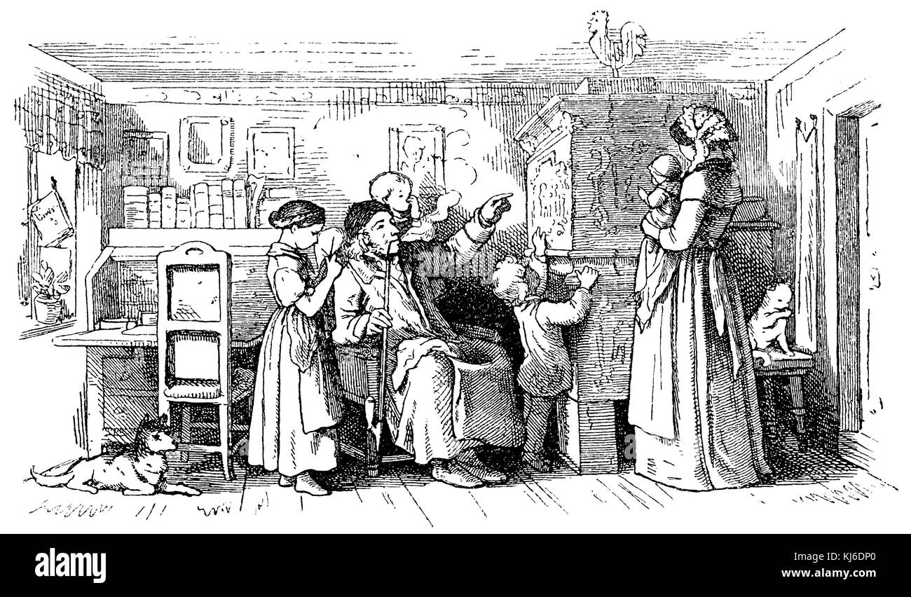 Peasant family in the farmhouse parlor (Bäuerliche Familie in der