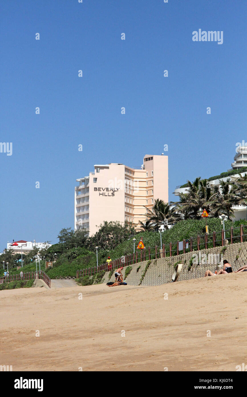 The Beverly Hills Hotel, view from beach, Umhlanga Rocks, KwaZulu Natal, South Africa. Stock Photo