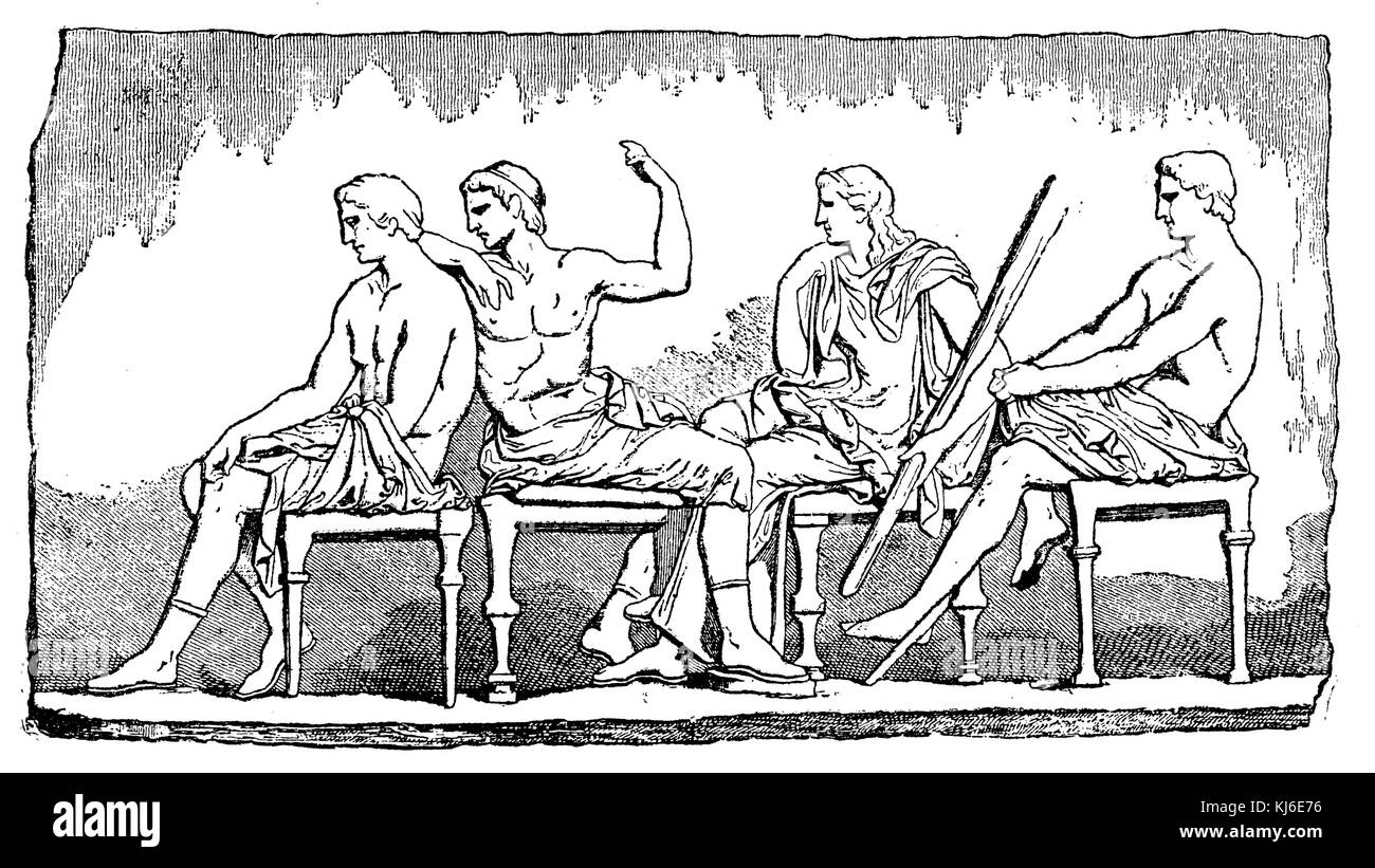 Gods group from the Parthenon frieze (Göttergruppe aus dem Parthenonfries) Stock Photo