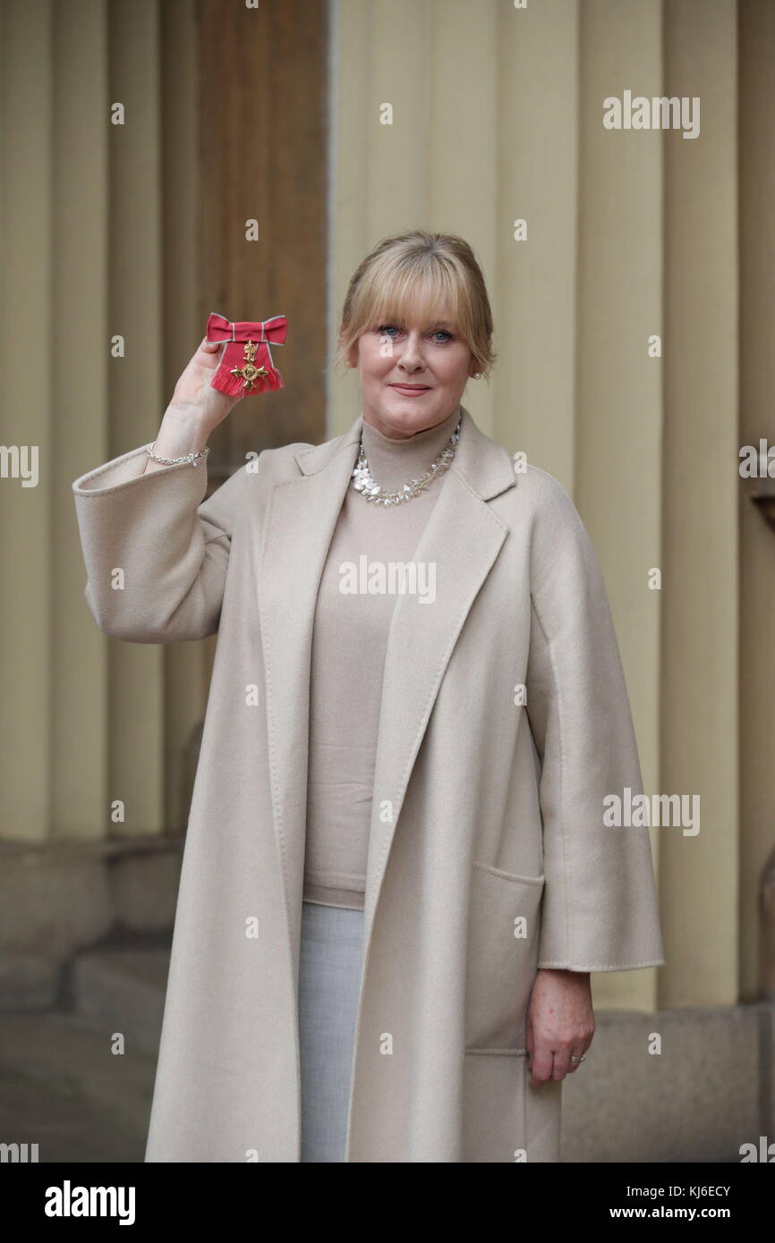 Actress Sarah Lancashire after she was awarded an OBE by Duke of