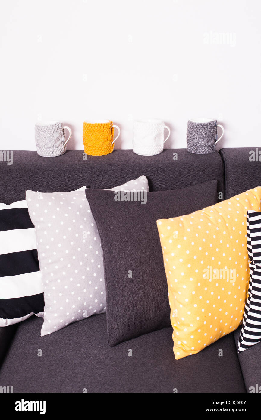 Sofa with pillows Stock Photo Alamy