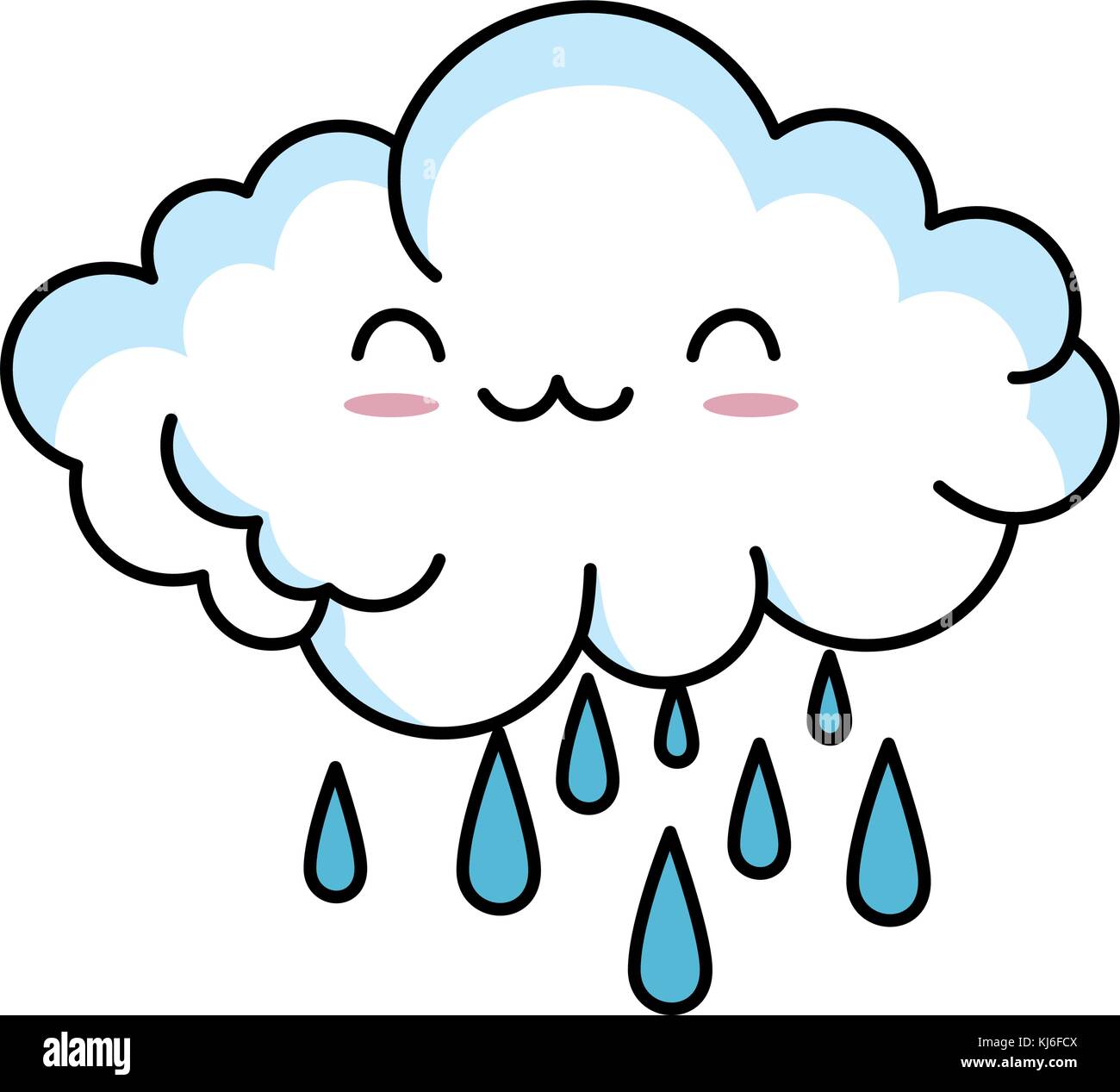 cute cloud rainy kawaii character Stock Vector