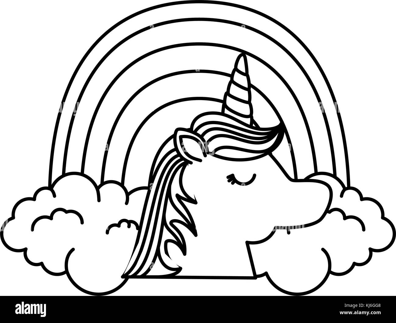 Rainbow Unicorn Black And White Stock Photos Images Alamy