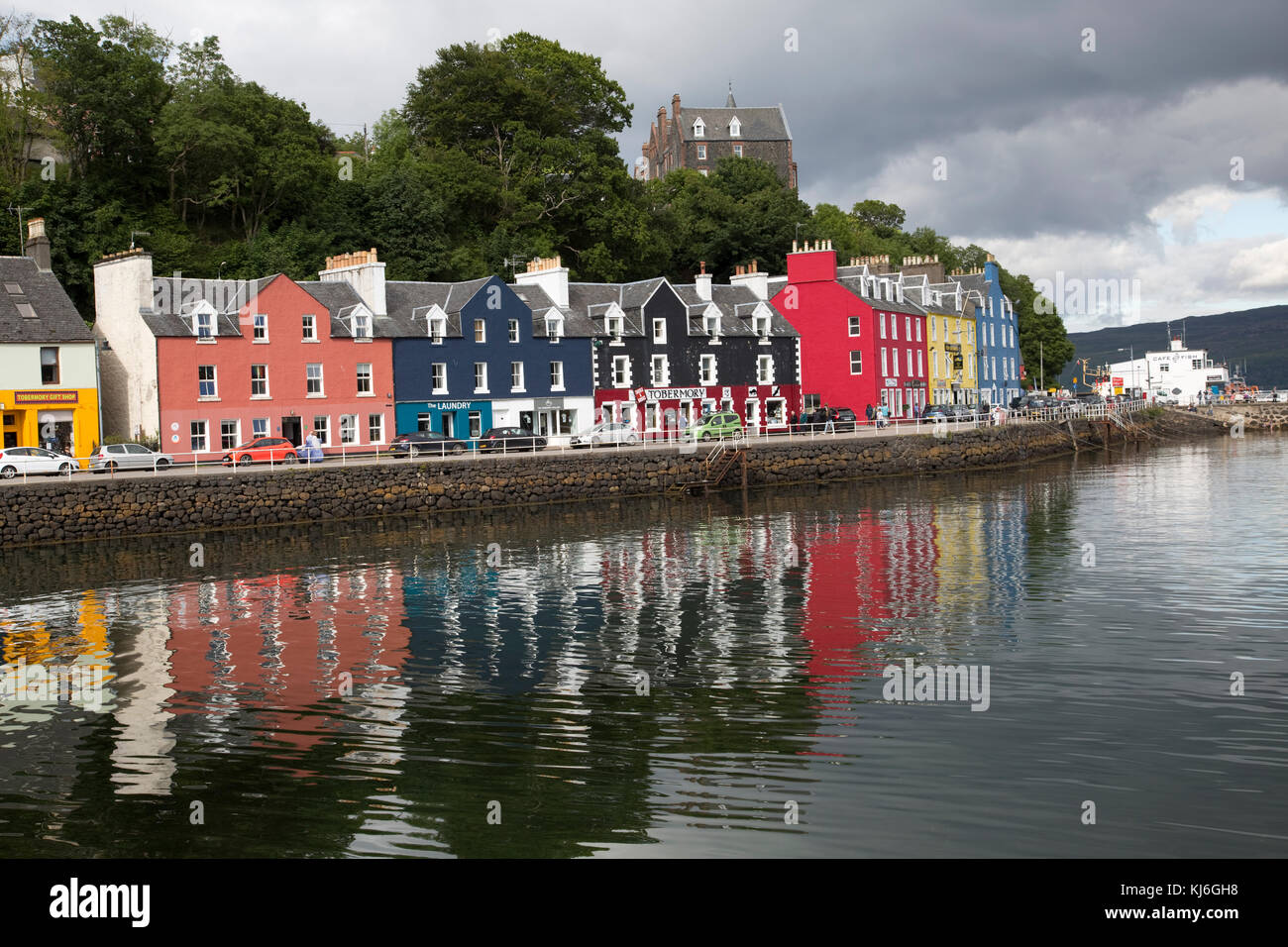 Colourful houses on quayside Tobermory Isle of Mull Inner Hebrides