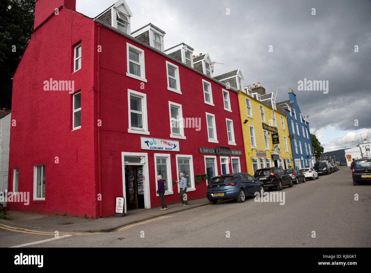 Colourful houses on quayside Tobermory Isle of Mull Inner Hebrides