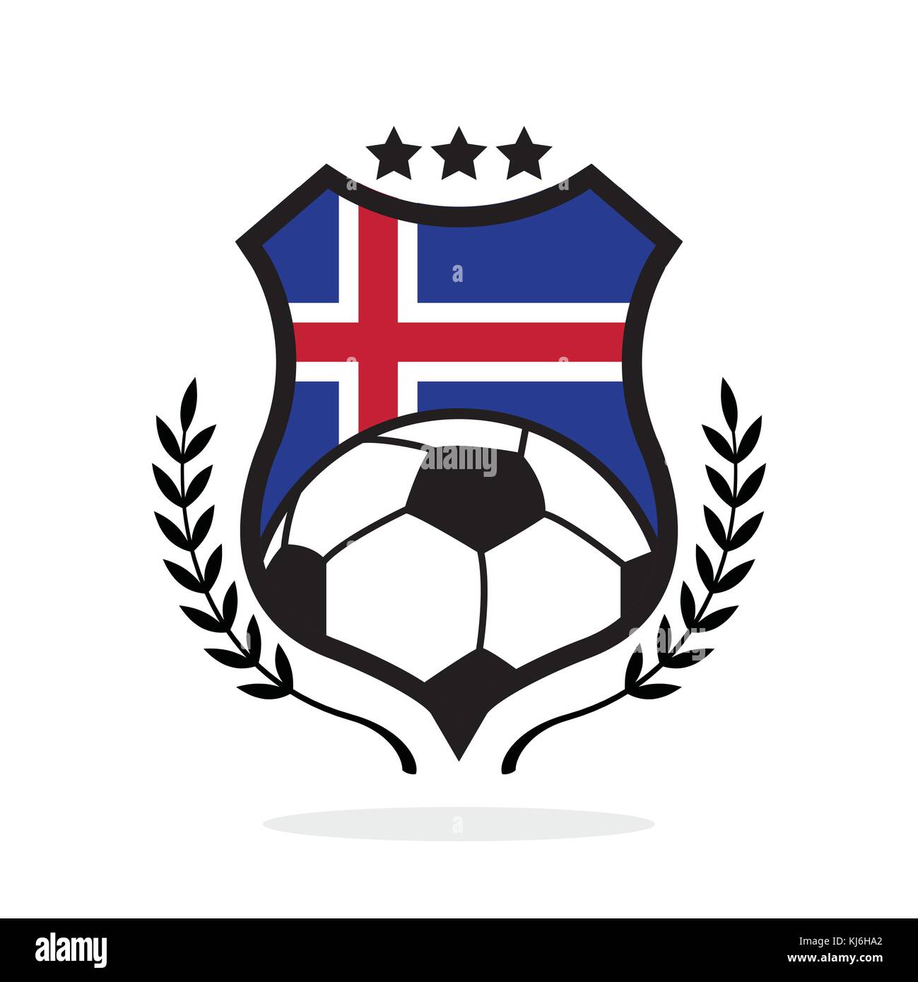 Iceland national flag football crest Stock Vector