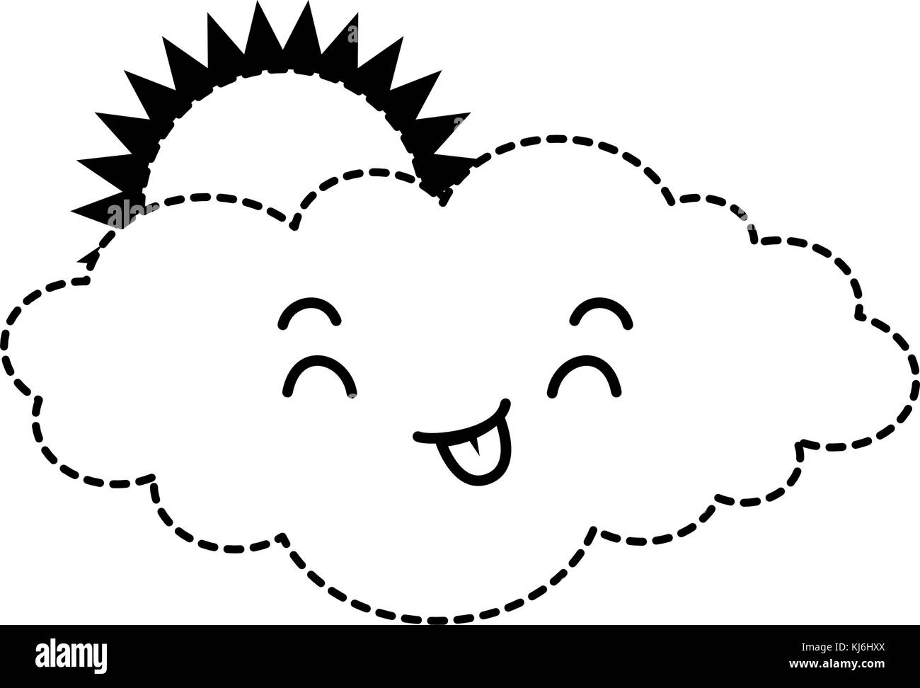 cute cloud with sun kawaii character Stock Vector Image & Art - Alamy