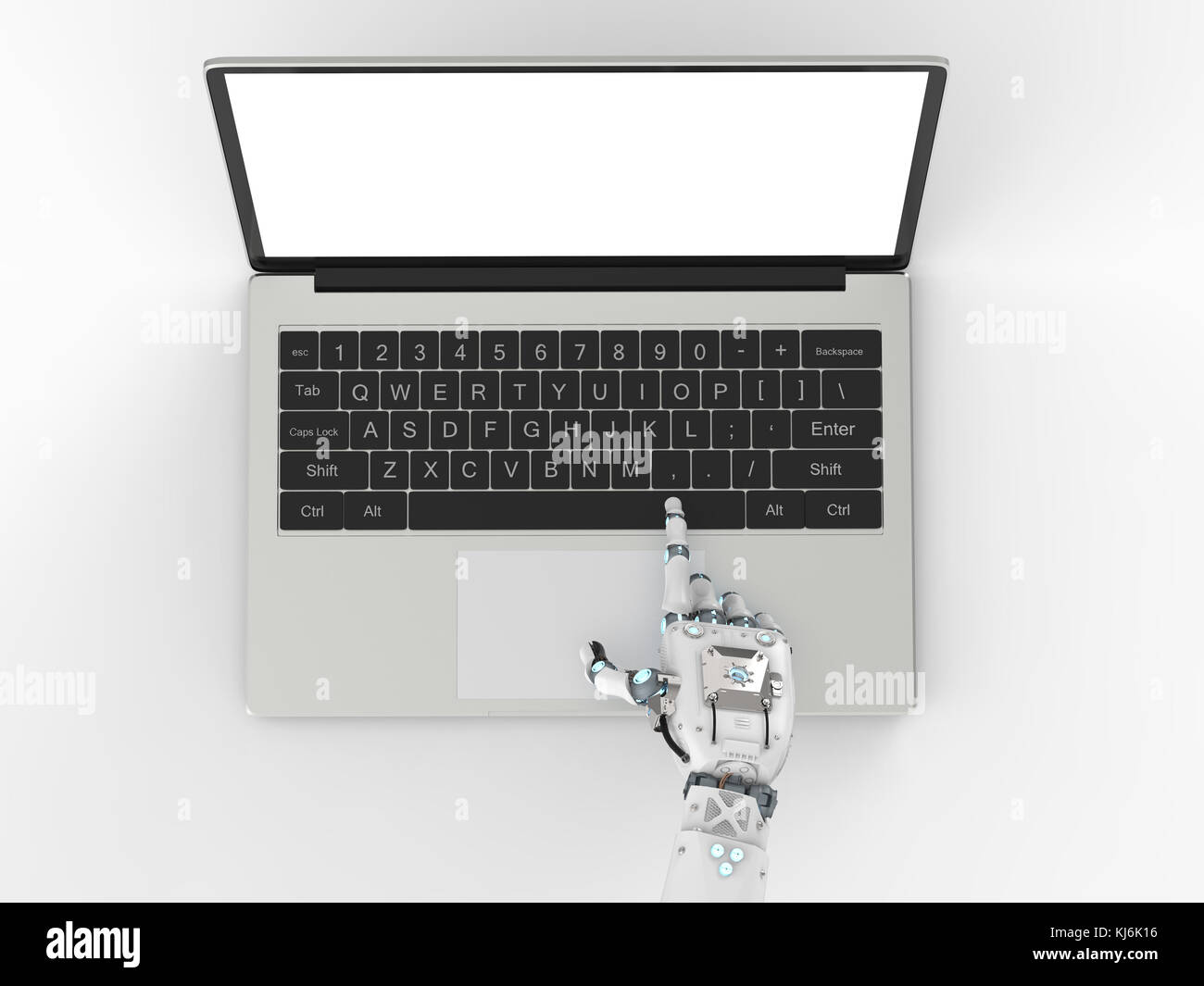 3d rendering robot hand working with computer keyboard Stock Photo - Alamy