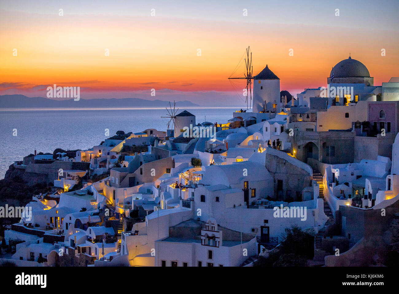 Sunset View Of Oia In Santorini Greece Stock Photo Alamy