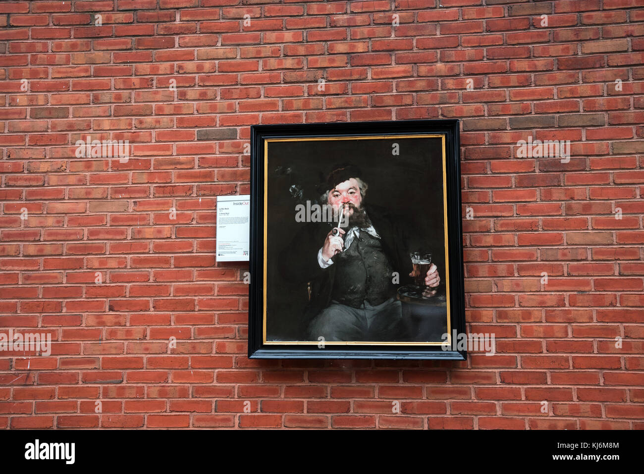Reproduction of Eduard Monet's painting on the outside wall of the building, Philadelphia, Pennsylvania, USA Stock Photo