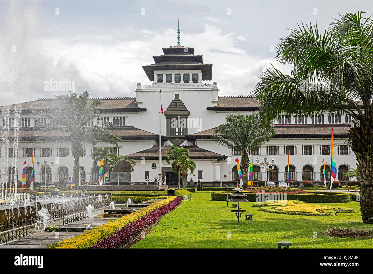 Gedung Sate, Dutch colonial building in Indo-European style, former seat of the Dutch East Indies in the city Bandung, West Java, Indonesia Stock Photo