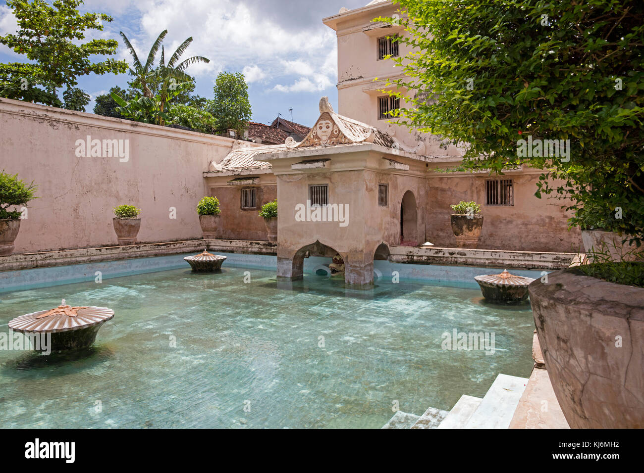 Bathing complex at the Taman Sari Water Castle, site of a former royal garden of the Sultanate of Yogyakarta, Java, Indonesia Stock Photo