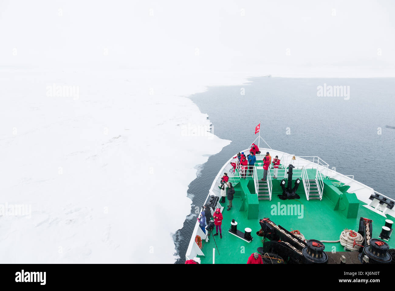 Longyearbyen, NORWAY - June 28, 2015: Expedition with a ship in the Arctic of Svalbard, Norway Stock Photo