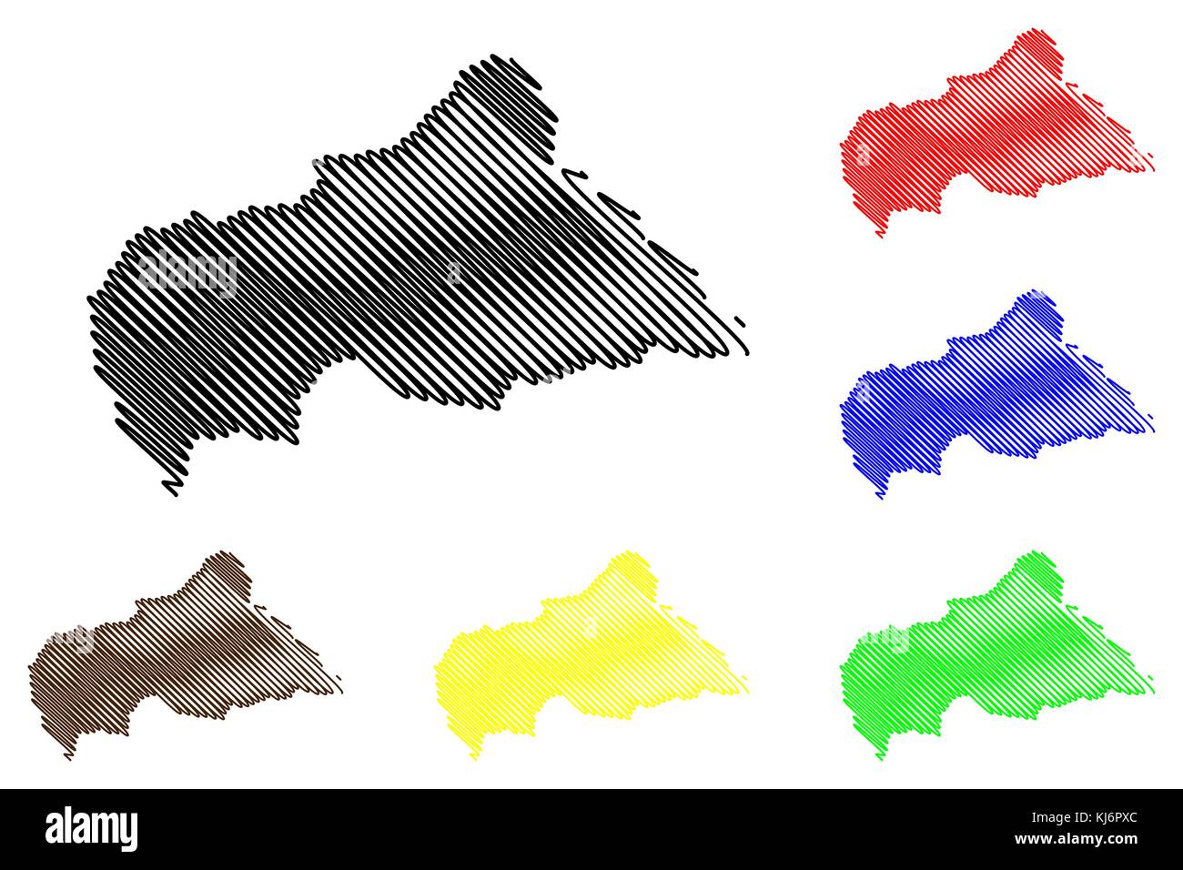 Central African Republic map vector illustration, scribble sketch ...