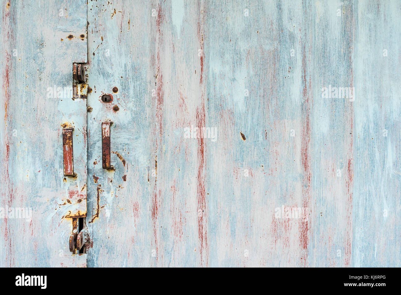 Closed metal door in front, grunge, space for text Stock Photo