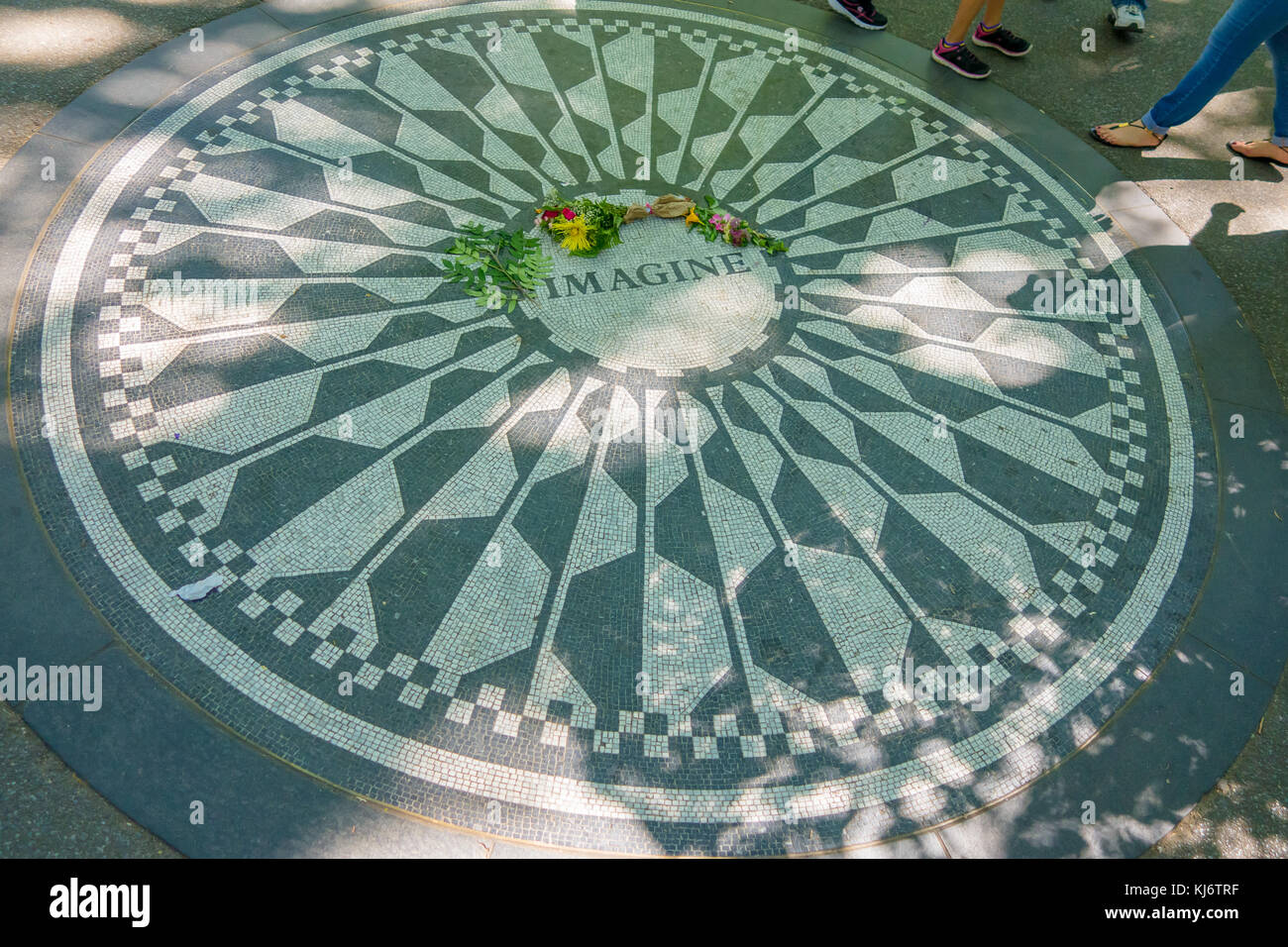 NEW YORK, USA - NOVEMBER 22, 2016: Strawberry Fields mosaic in the floor of Central park in New York City, USA Stock Photo