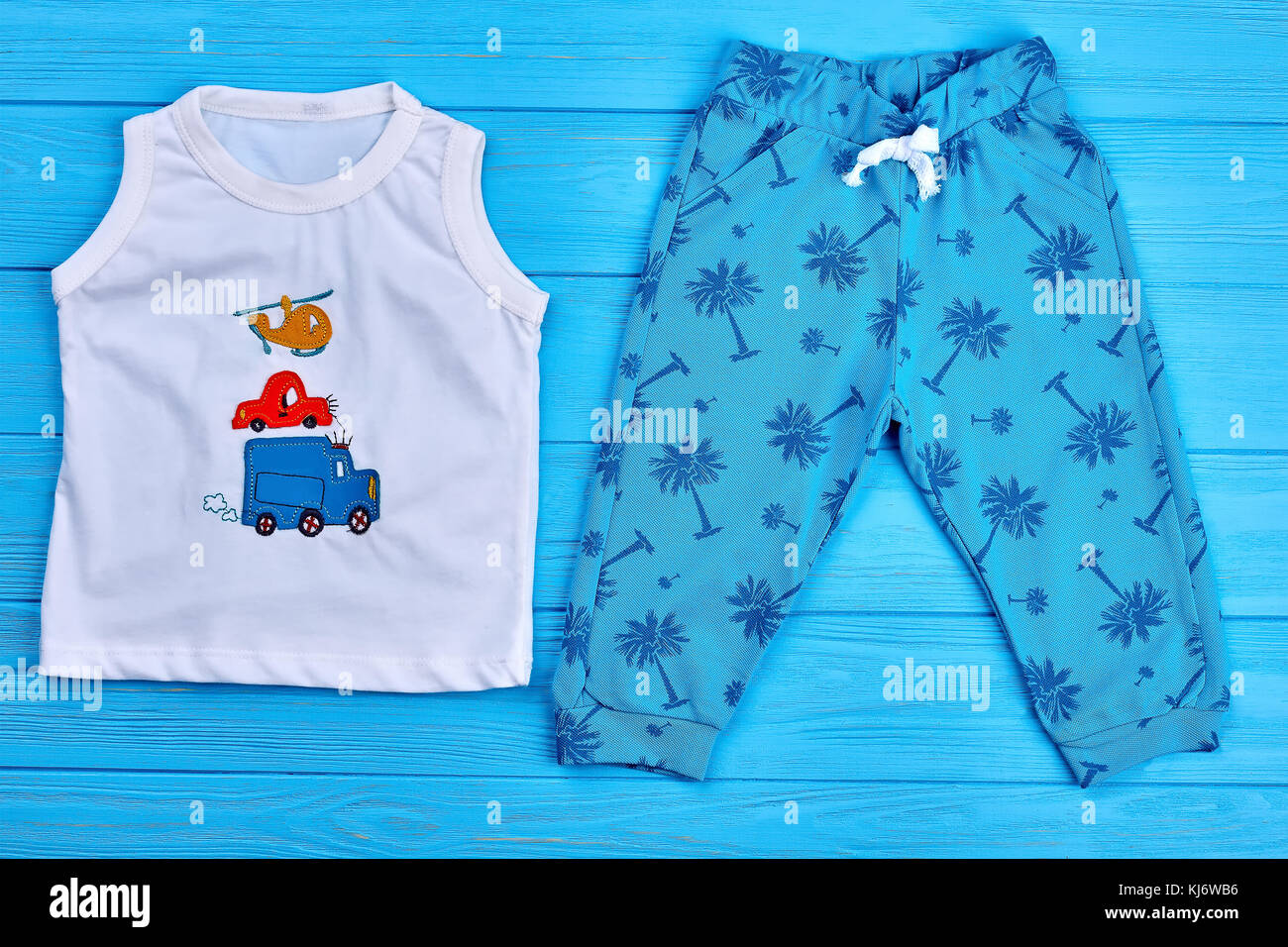 Baby boy tshirt and pants. Infant boy white tshirt and blue printed