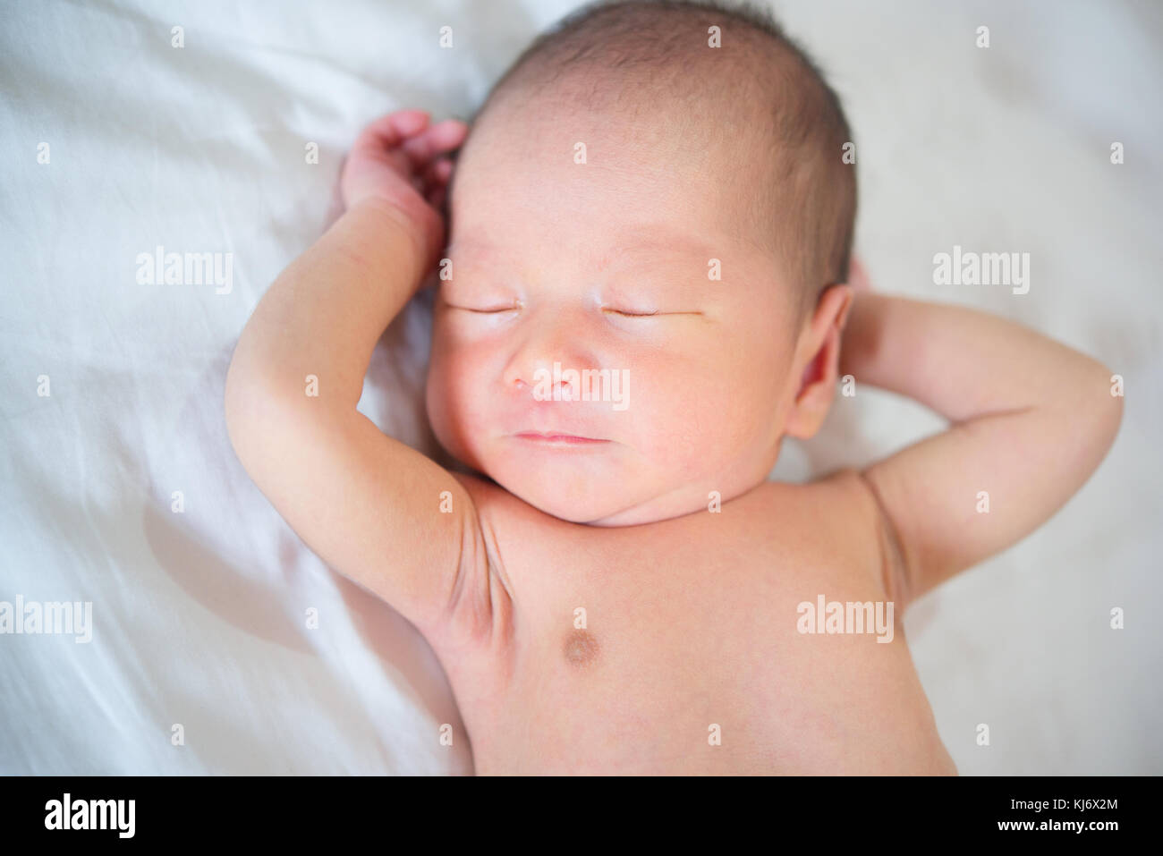 Cute Asian Newborn Baby Sleeping 1 Week Old Stock Photo Alamy