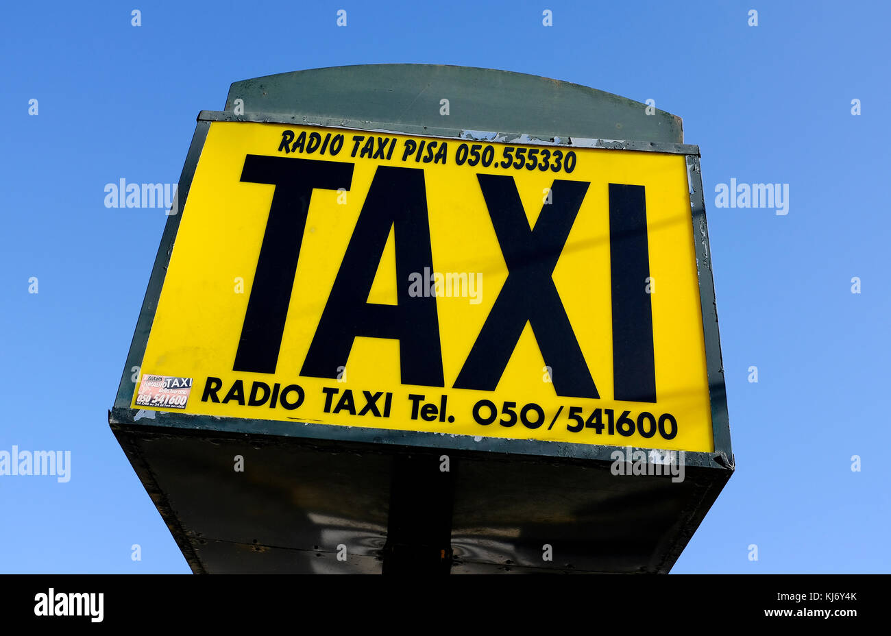 taxi sign outside pisa international airport, tuscany, italy Stock Photo