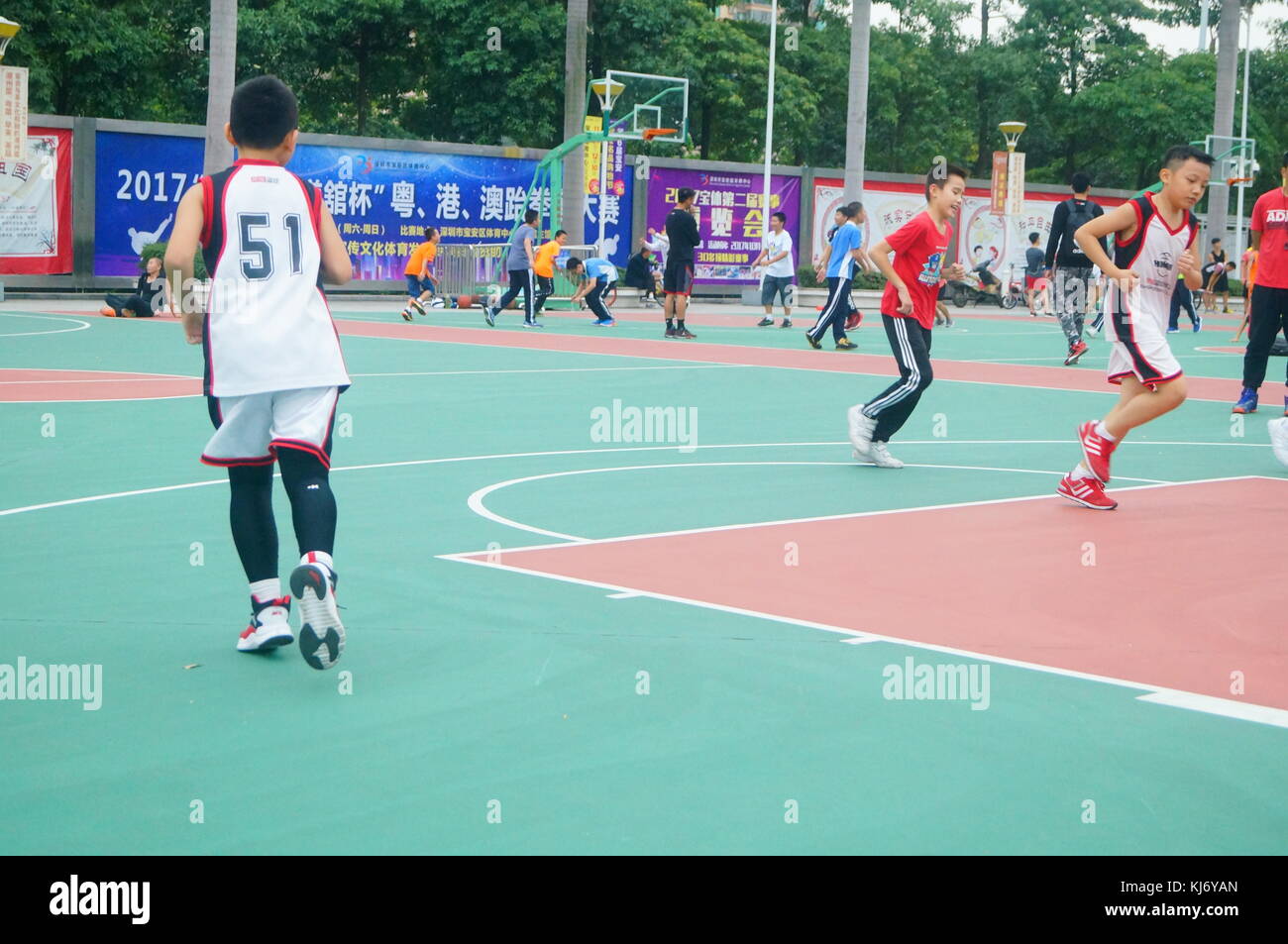 Weekend, Chinese children receive regular basketball training in the