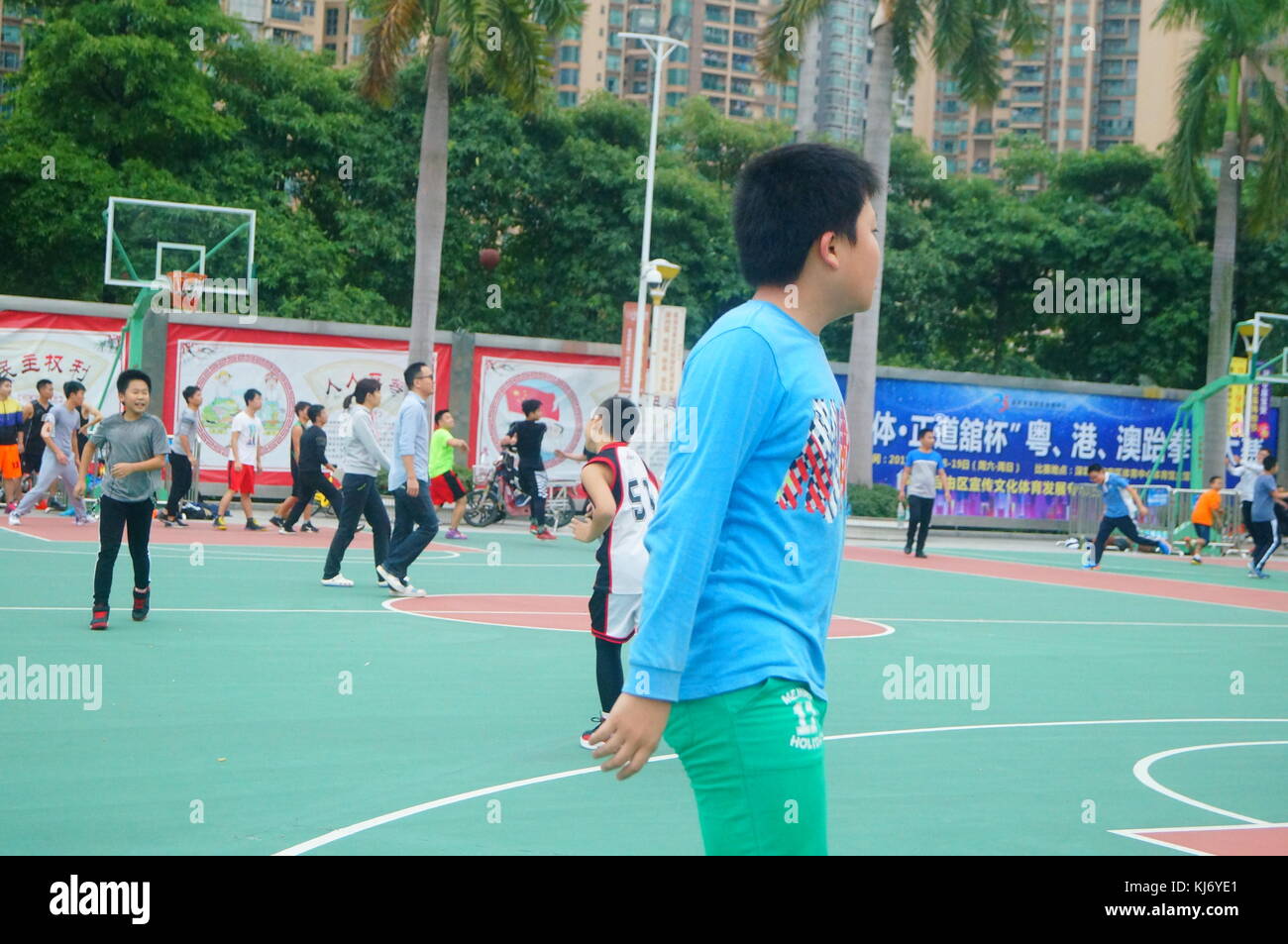 Weekend, Chinese children receive regular basketball training in the