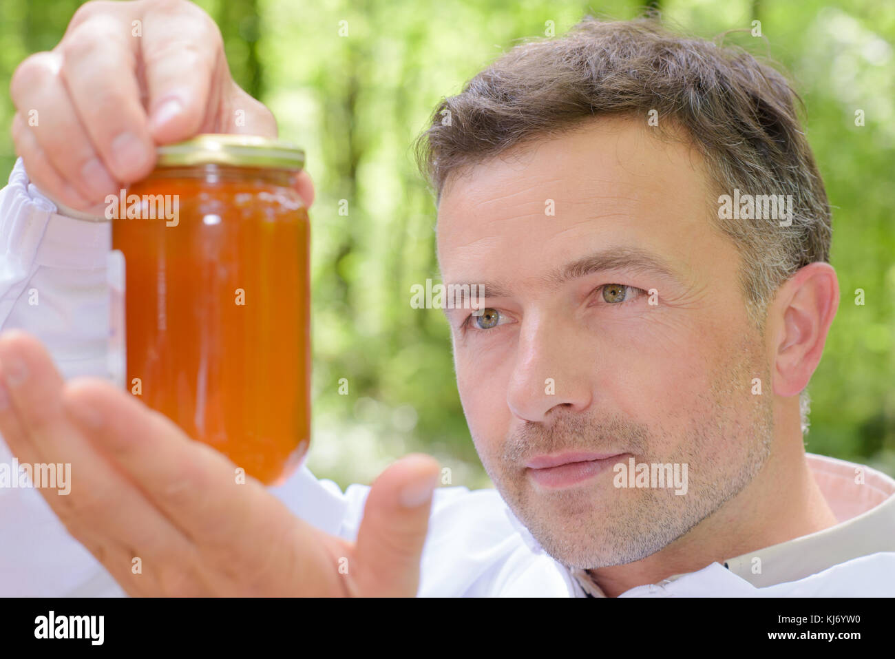 checking honey grade Stock Photo Alamy