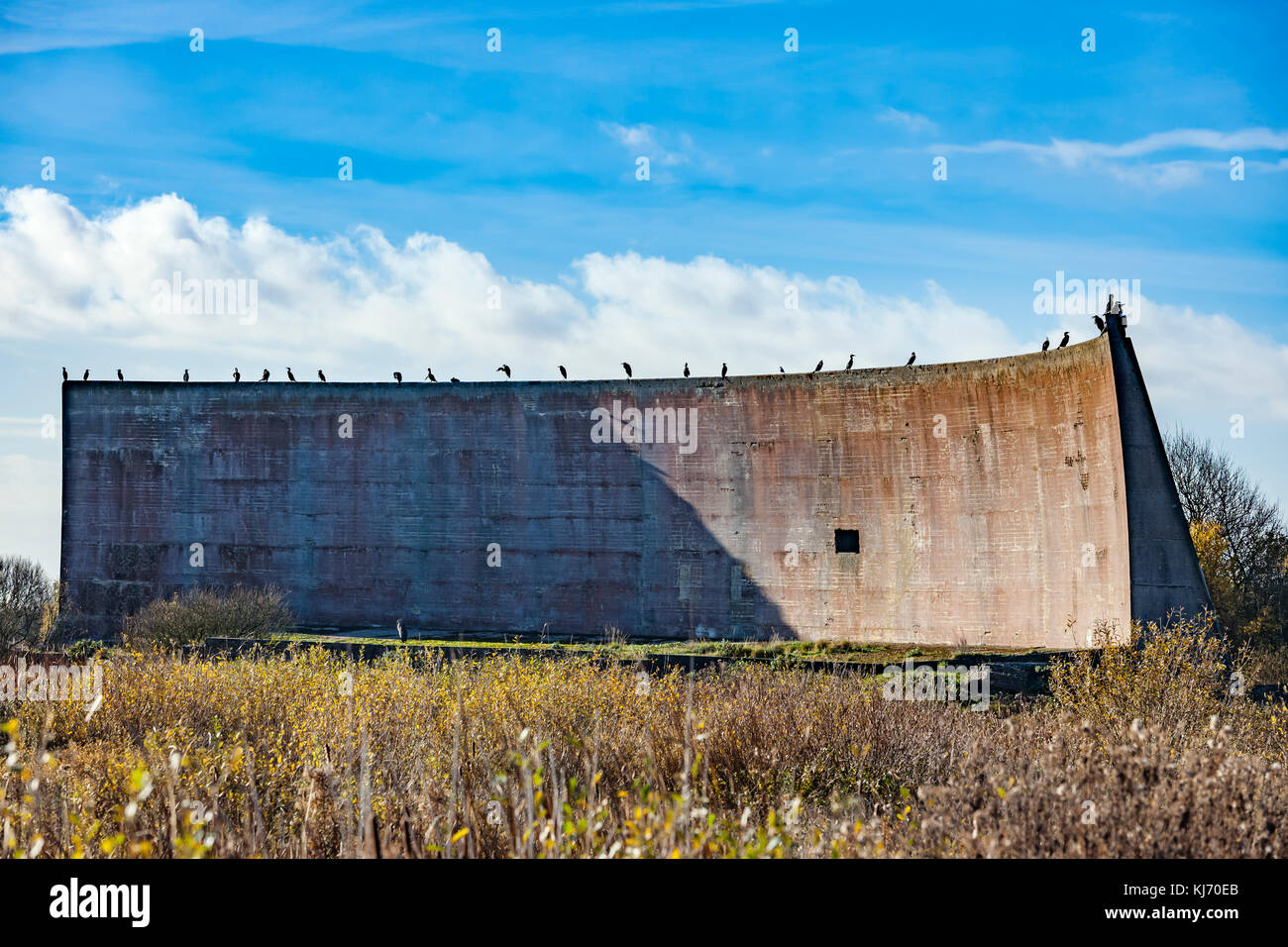 The 200 foot acoustic sound mirror at Denge, Near Dungeness, Kent. Stock Photo