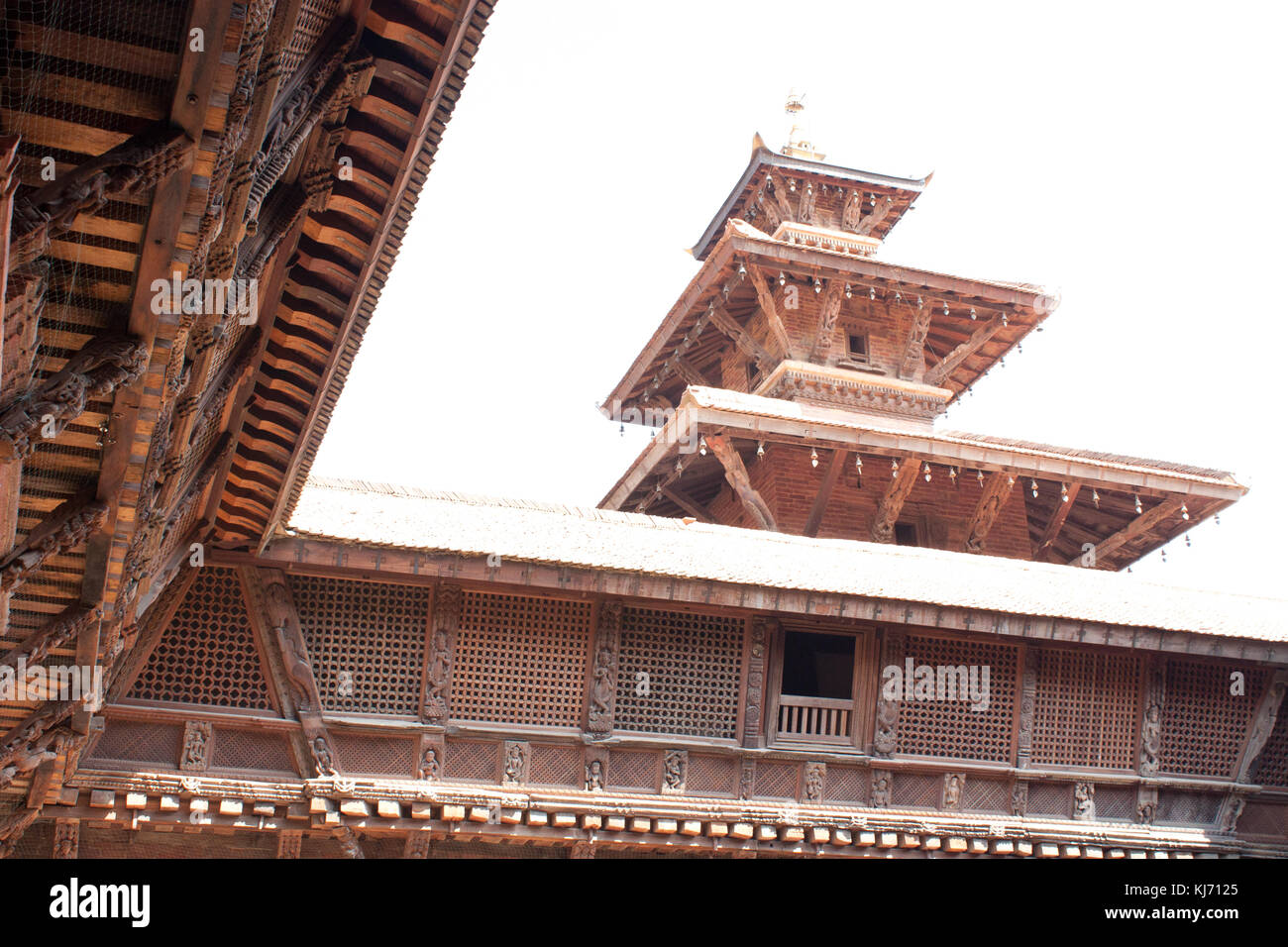View from he most famous and largest courtyards in Patan Dourbar Square, Kathmandu. Nepal. Stock Photo
