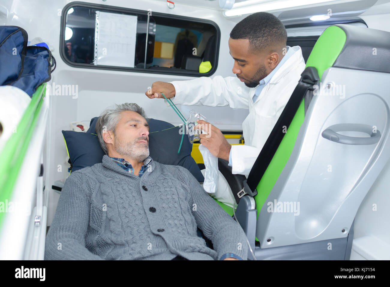 ambulance gurney inside the car Stock Photo Alamy