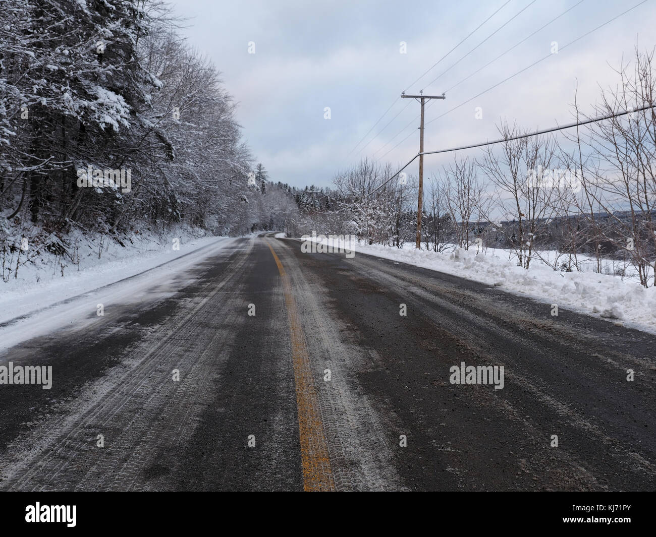 Quebec,Canada. Road in winter Stock Photo