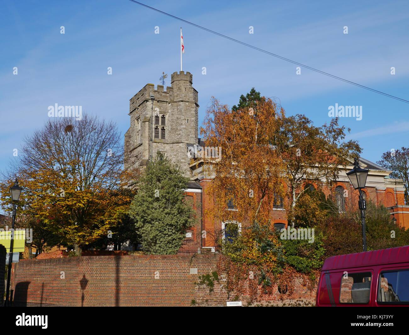 The  medieval tower of St mary's Church in Twickenham London Stock Photo
