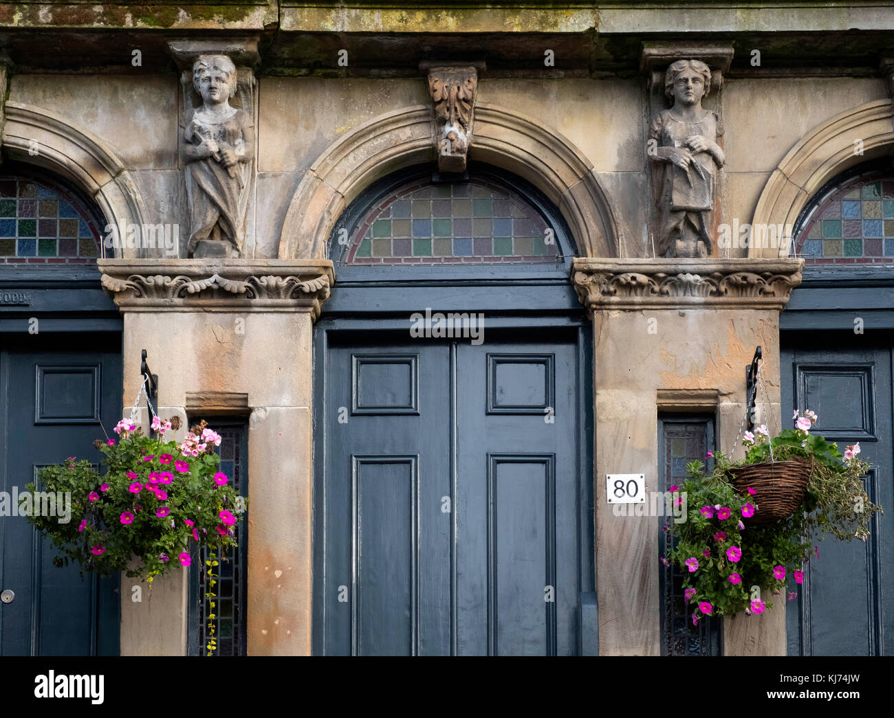 Detail of entrance to beautiful apartment building on Queens Drive in