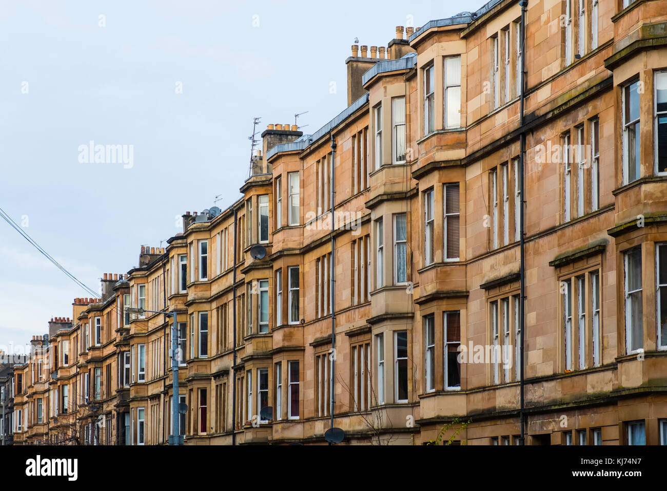 View of typical sandstone tenement apartment building in Govanhill